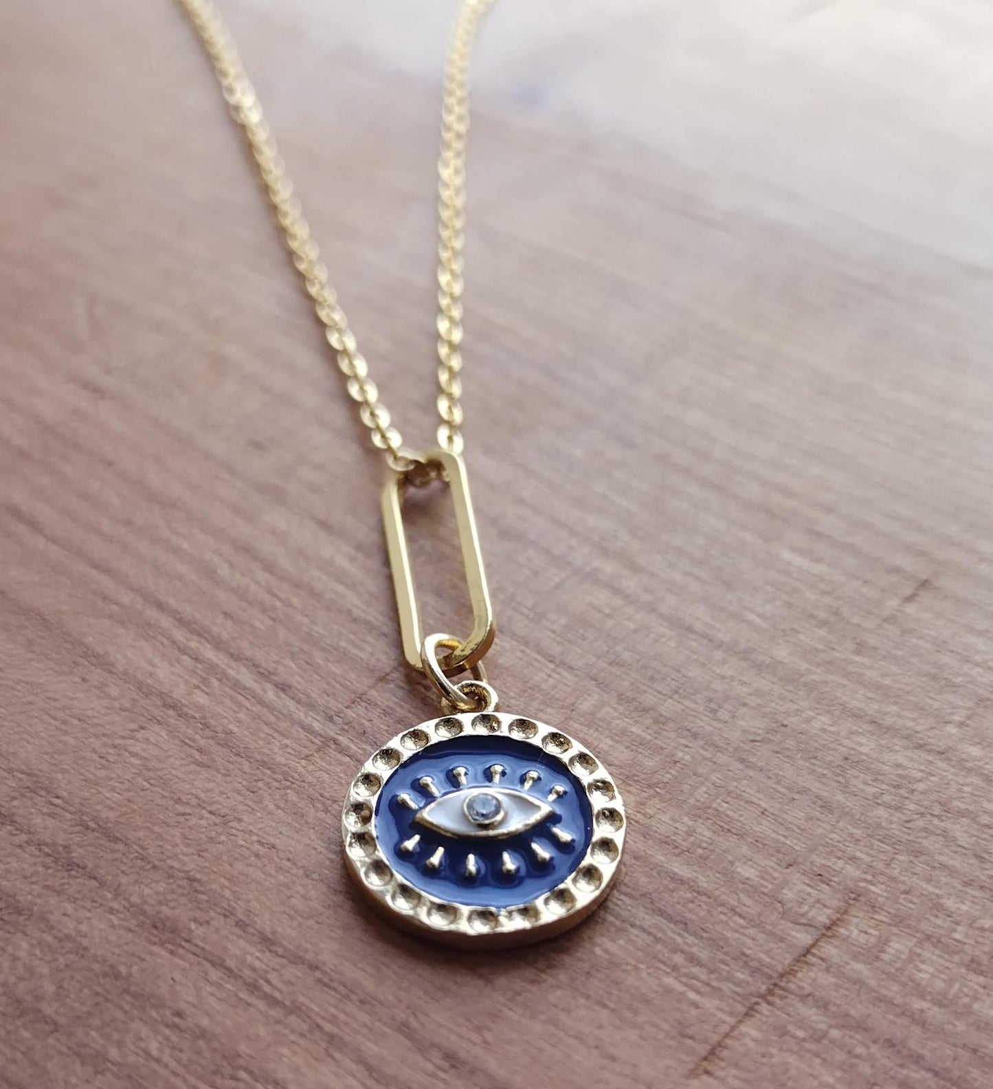 Evil Eye Necklace Navy - 18" Fine Chain