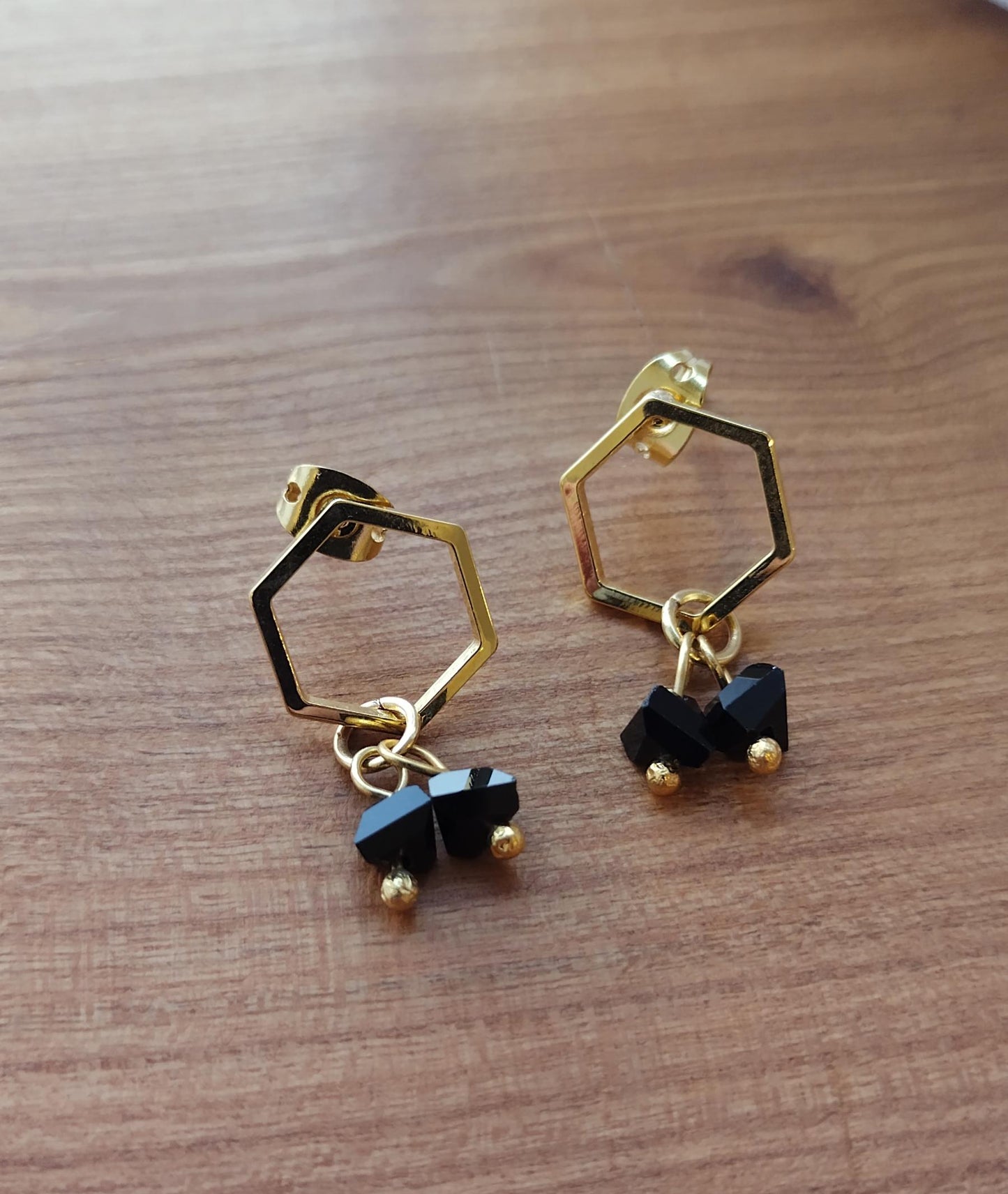 Dark Stone Hexagon Studs